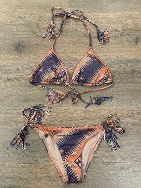 Volcom Tribal Southwest Bikini Y2K Blue Tan Orange